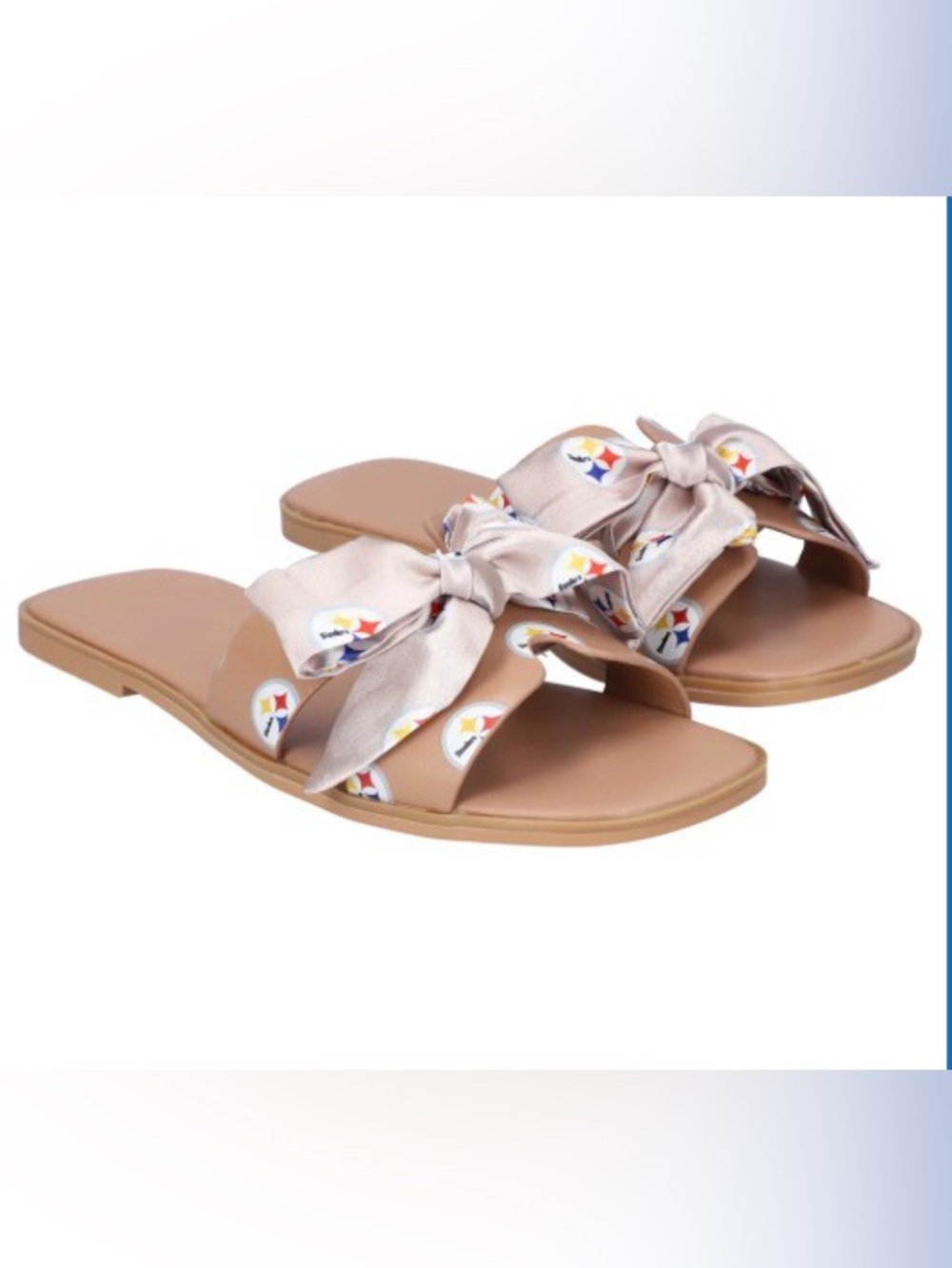 Women's Pittsburgh Steelers Tan Bow Sandals